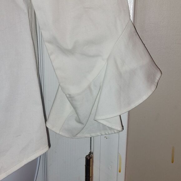 The Limited white button down wide ruffle sleeve blouse  Sz S - Picture 2 of 5